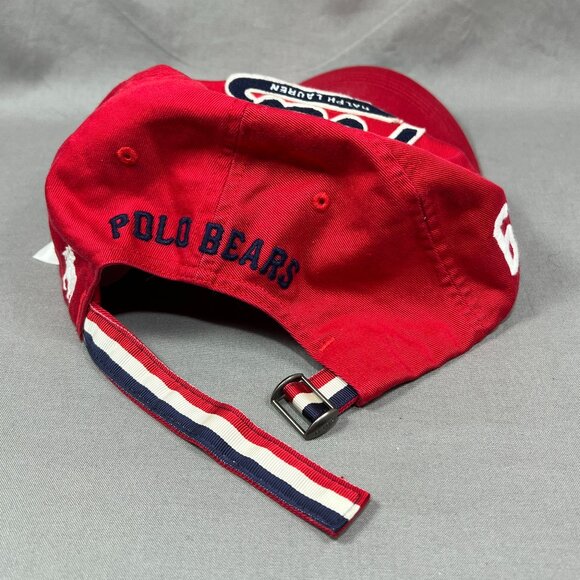 Polo Ralph Lauren Bear Strapback Hat Red White Pony Baseball Adjustable Dad Mens - Picture 16 of 16